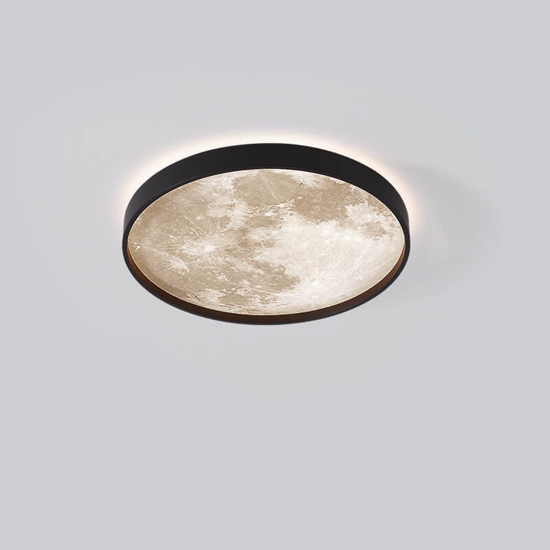 Modern Moon LED Flush Mount Ceiling Light with Slim Metal Frame for Living Room