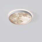 Modern Moon LED Flush Mount Ceiling Light with Slim Metal Frame for Living Room