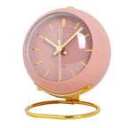 Modern Round Metal Desk Clock with Gold Ring Stand | Quartz Table Clock