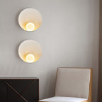 Modern Round Wall Light with Concave Disc Shade and Opal Glass Globe
