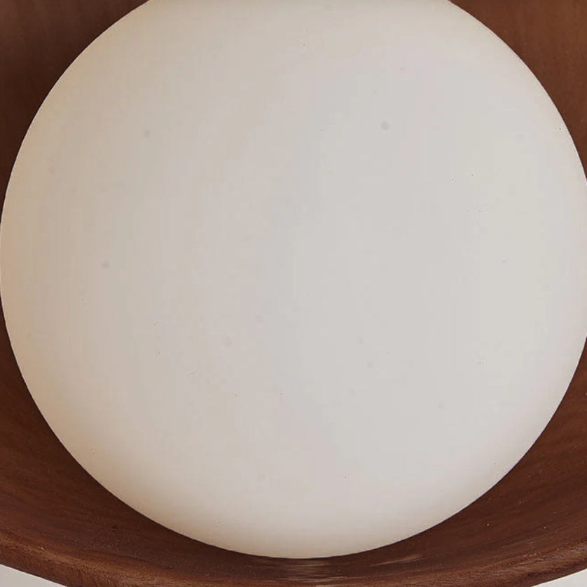 Modern Round Wall Light with Concave Disc Shade and Opal Glass Globe