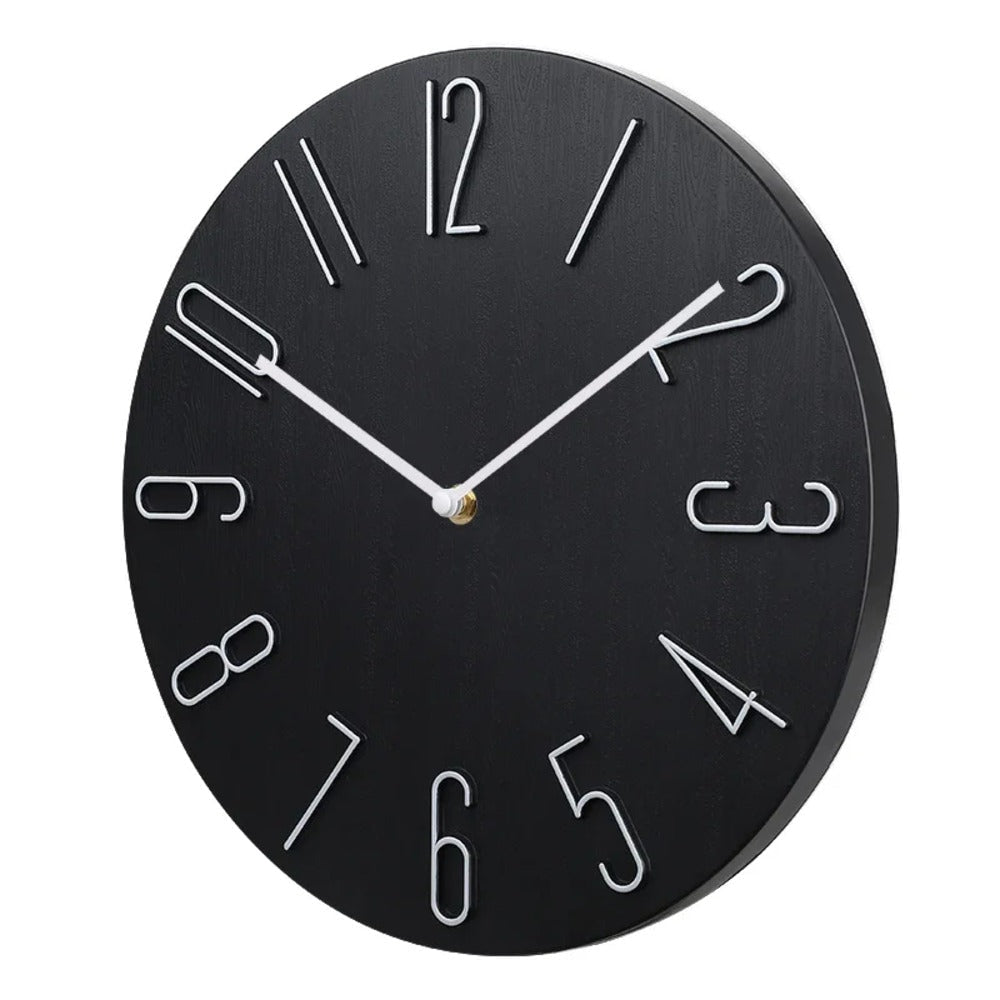 Modern Silent Wall Clock with Raised Numerals and Minimalist Round Dial