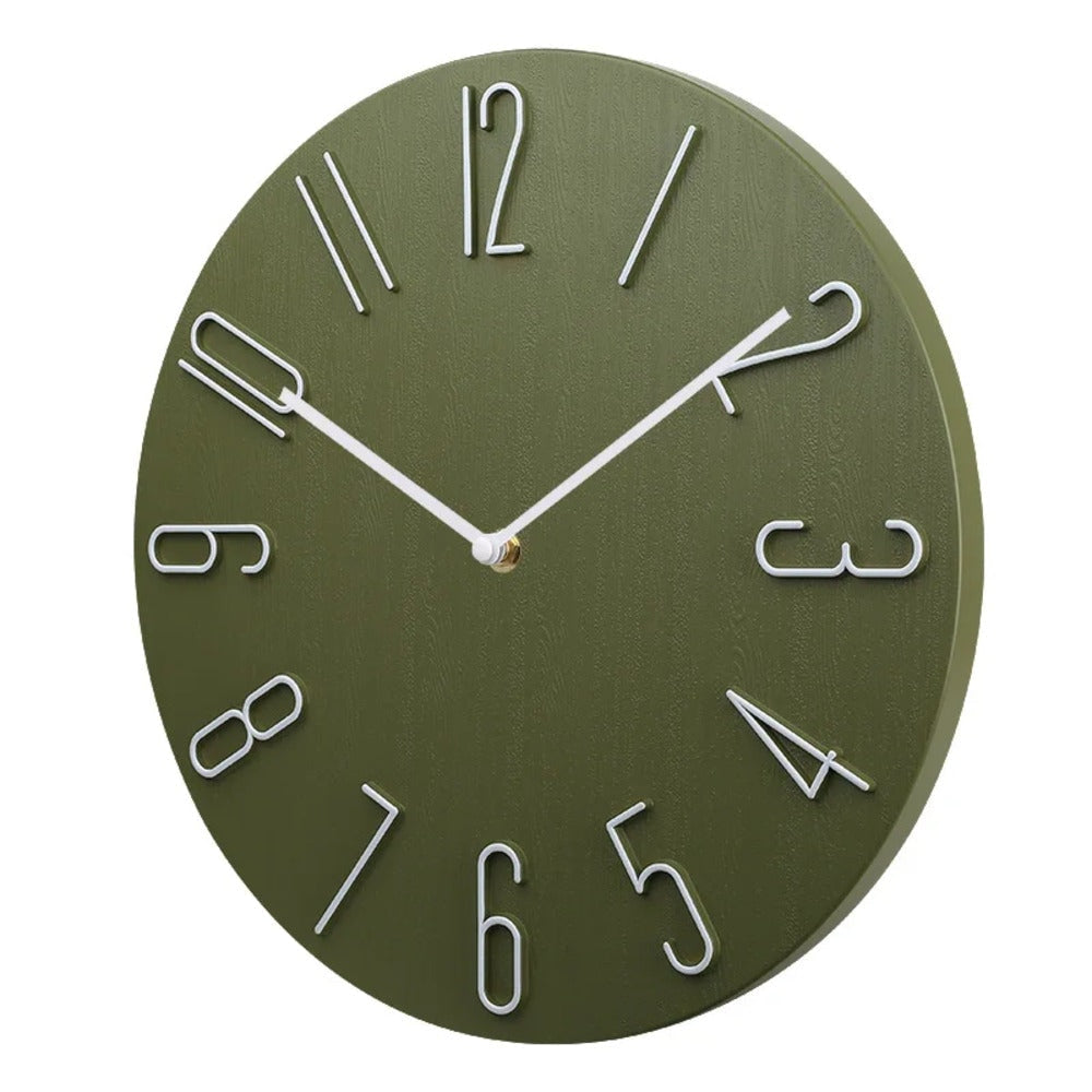 Modern Silent Wall Clock with Raised Numerals and Minimalist Round Dial