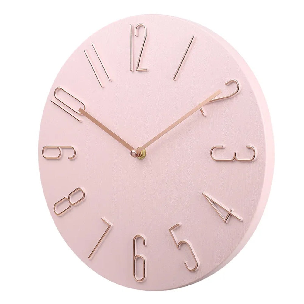 Modern Silent Wall Clock with Raised Numerals and Minimalist Round Dial