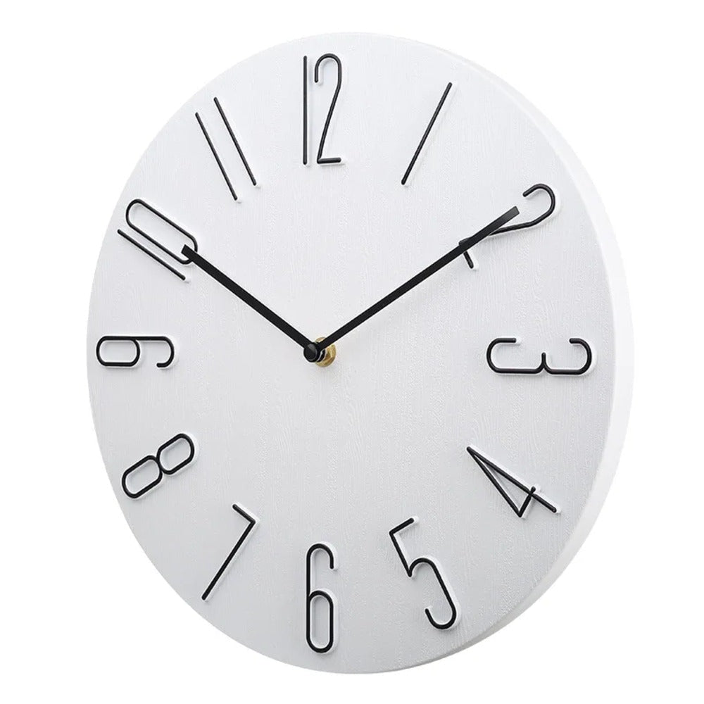 Modern Silent Wall Clock with Raised Numerals and Minimalist Round Dial