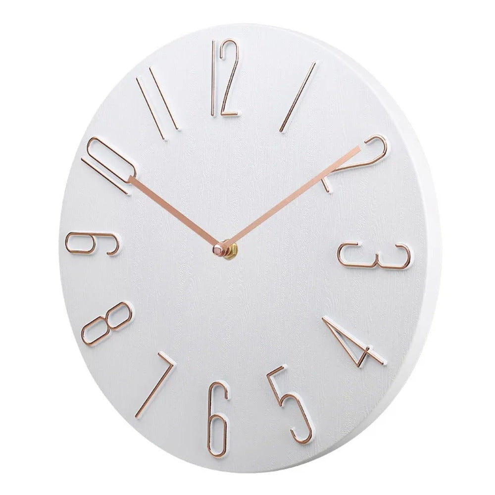 Modern Silent Wall Clock with Raised Numerals and Minimalist Round Dial