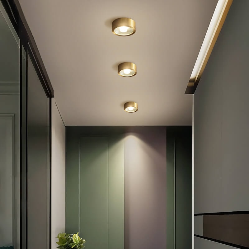 Modern Ultra Thin Copper LED Flush Mount Ceiling Light for Hallway