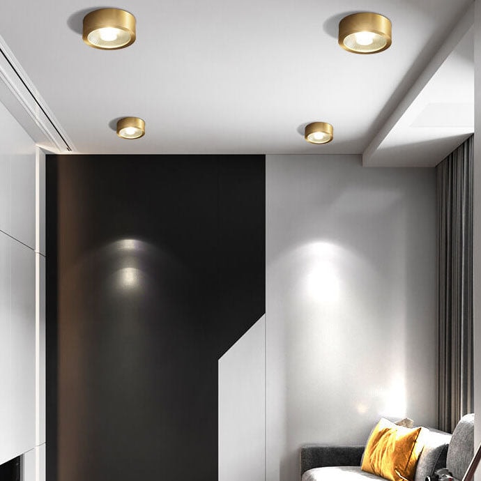Modern Ultra Thin Copper LED Flush Mount Ceiling Light for Hallway