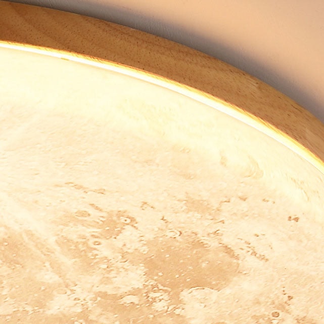 Moon LED Flush Mount Ceiling Light with Wooden Frame for Bedroom