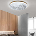 Moon LED Flush Mount Ceiling Light with Wooden Frame for Bedroom