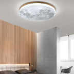 Moon LED Flush Mount Ceiling Light with Wooden Frame for Bedroom