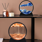 Moving Sand Art Picture Round Glass Sandscape with Stand for Desk Decor