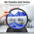 Moving Sand Art Picture Round Glass Sandscape with Stand for Desk Decor