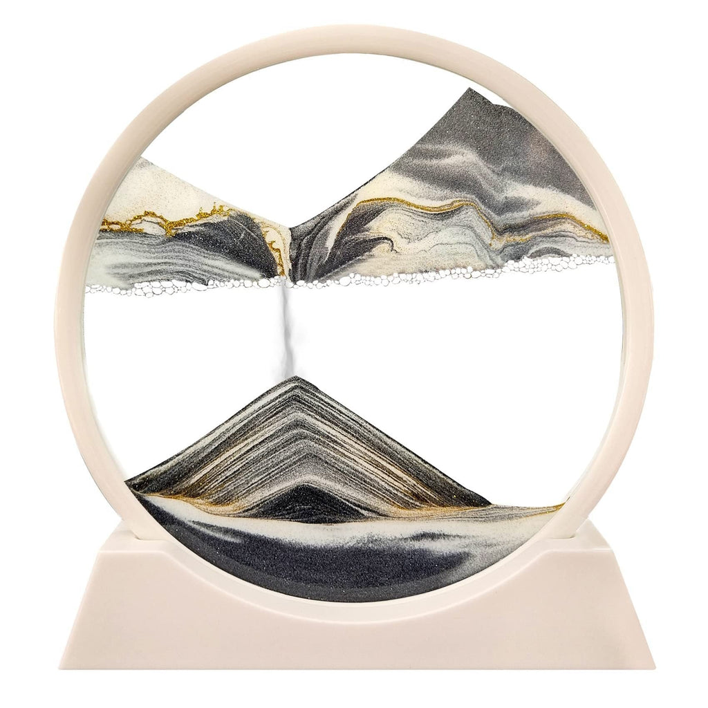 Moving Sand Art Picture Round Glass Sandscape with Stand for Desk Decor