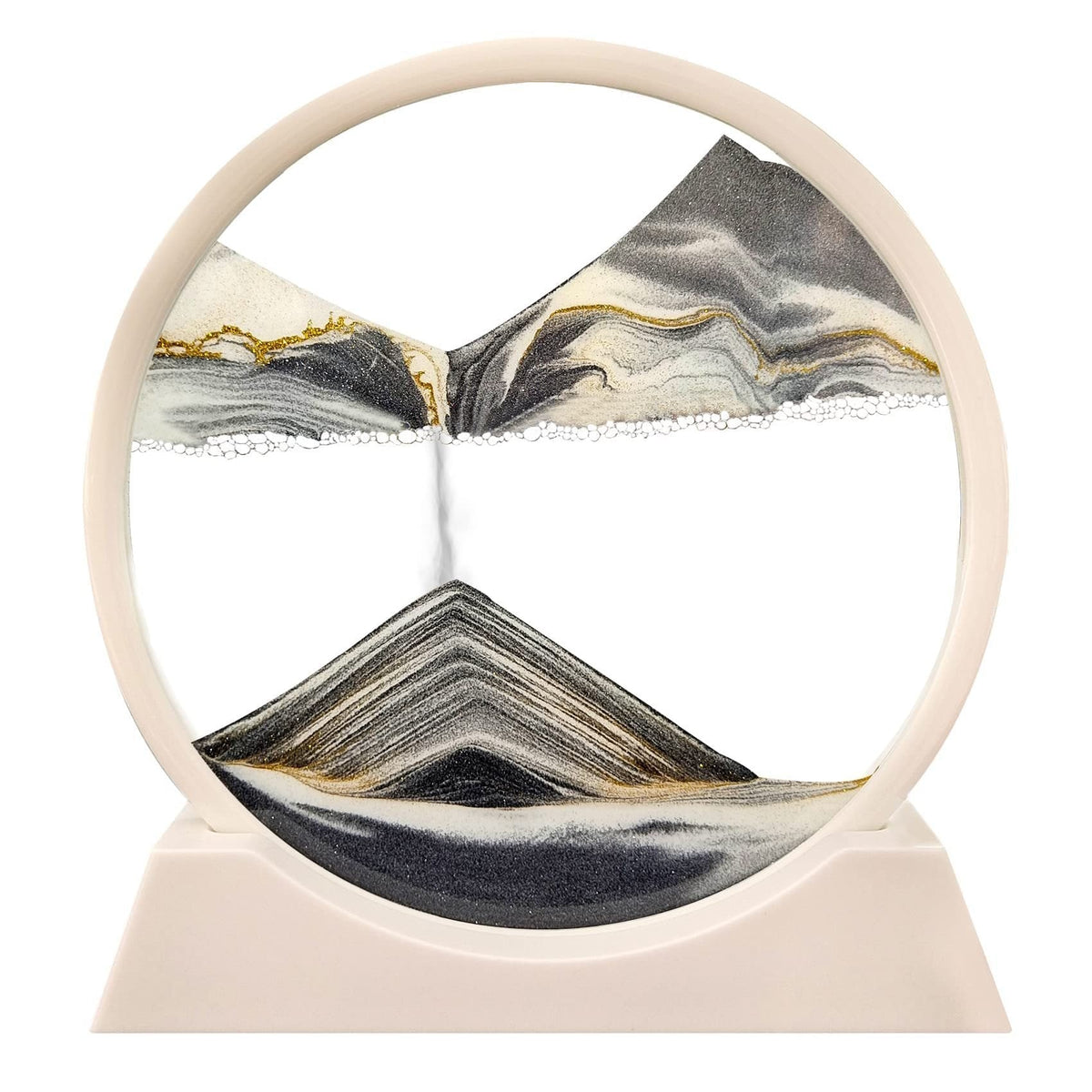 Moving Sand Art Picture Round Glass Sandscape with Stand for Desk Decor