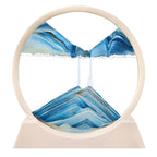 Moving Sand Art Picture Round Glass Sandscape with Stand for Desk Decor
