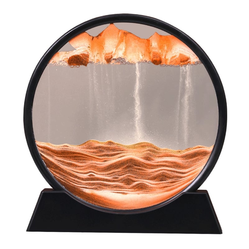 Moving Sand Art Picture Round Glass Sandscape with Stand for Desk Decor