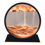 Moving Sand Art Picture Round Glass Sandscape with Stand for Desk Decor