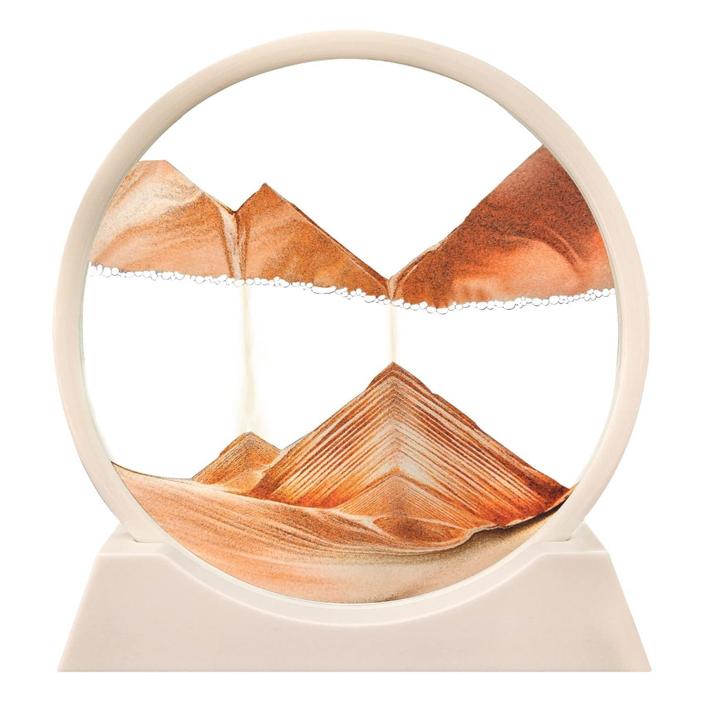 Moving Sand Art Picture Round Glass Sandscape with Stand for Desk Decor