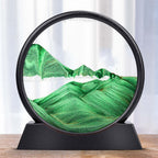 Moving Sand Art Picture Round Glass Sandscape with Stand for Desk Decor