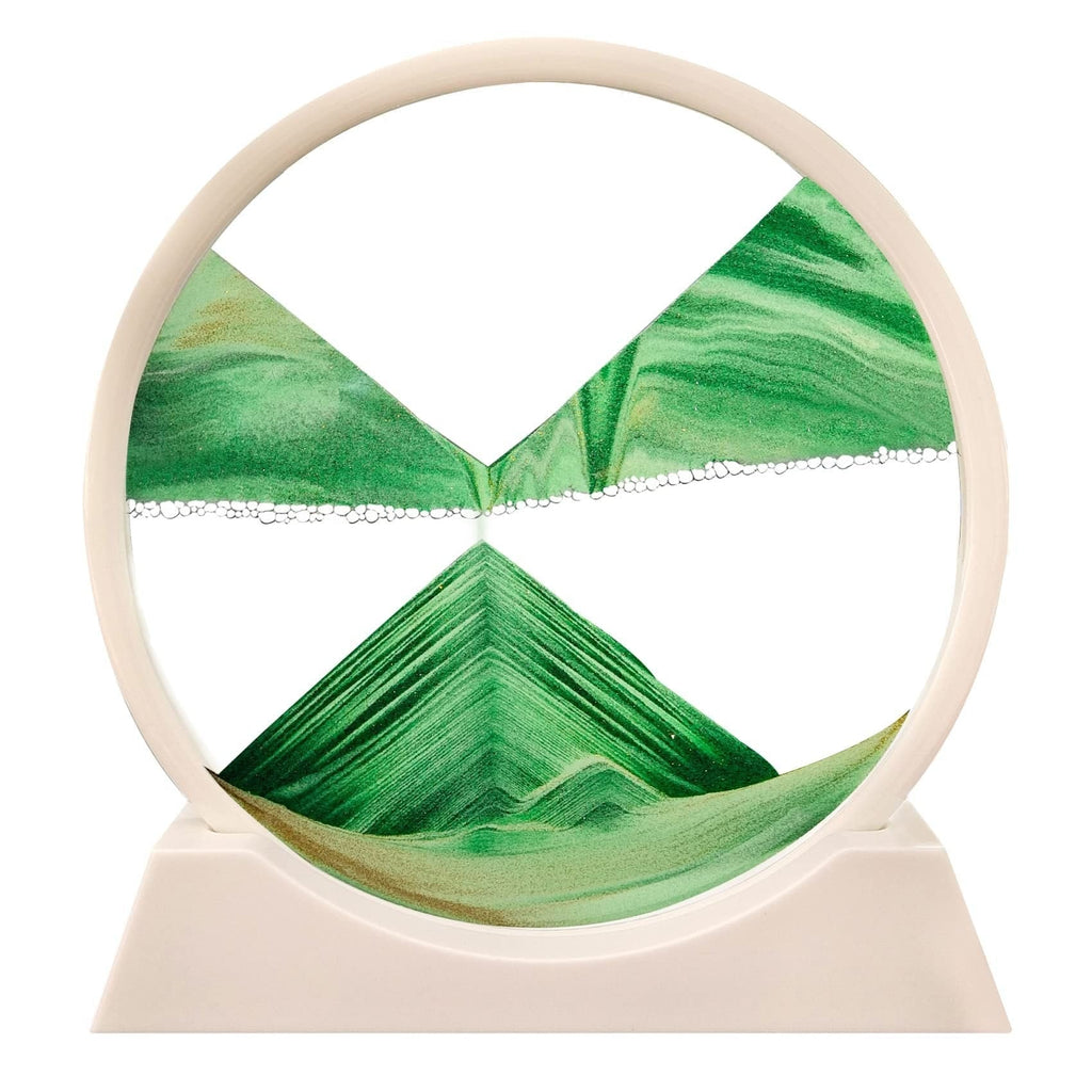 Moving Sand Art Picture Round Glass Sandscape with Stand for Desk Decor