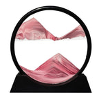 Moving Sand Art Picture Round Glass Sandscape with Stand for Desk Decor