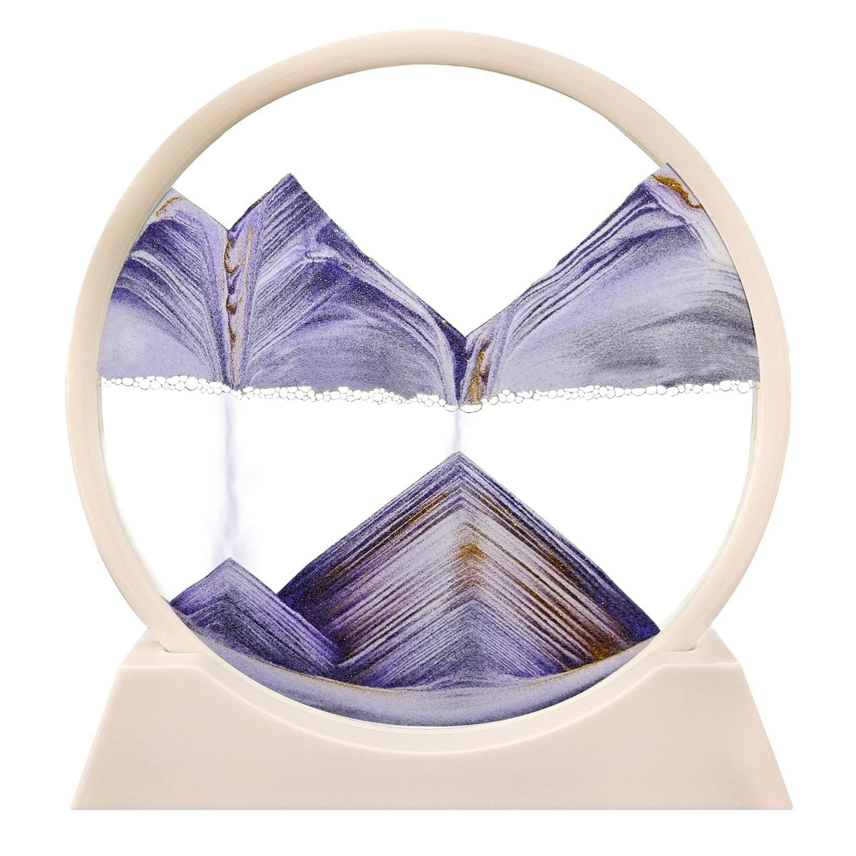 Moving Sand Art Picture Round Glass Sandscape with Stand for Desk Decor