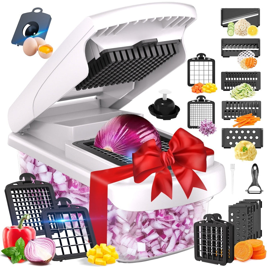 Multifunctional Vegetable Chopper with Container and Interchangeable Blades