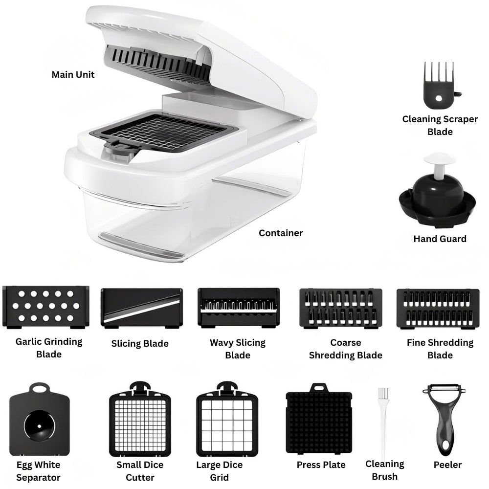 Multifunctional Vegetable Chopper with Container and Interchangeable Blades