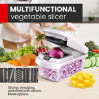 Multifunctional Vegetable Chopper with Container and Interchangeable Blades