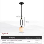 Natural Marble Globe Pendant Light with Black Loop Frame for Bedside Lighting
