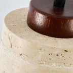 Natural Stone Pendant Light with Wooden Cap | Minimalist Cylinder Pendant