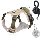 No Pull Dog Harness Set with Lead and LED Collar Light Reflective and Padded