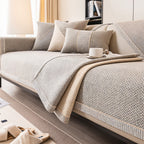 Non Slip Sofa Cover with Woven Linen Look Texture | Washable Couch Protector