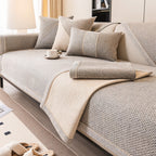 Non Slip Sofa Cover with Woven Linen Look Texture | Washable Couch Protector