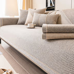 Non Slip Sofa Cover with Woven Linen Look Texture | Washable Couch Protector