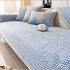 Non Slip Sofa Cover with Woven Linen Look Texture | Washable Couch Protector