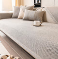 Non Slip Sofa Cover with Woven Linen Look Texture | Washable Couch Protector