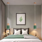 Nordic Macaron Cylinder Pendant Light with Wooden Top for Kitchen Island