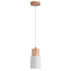 Nordic Macaron Cylinder Pendant Light with Wooden Top for Kitchen Island