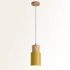Nordic Macaron Cylinder Pendant Light with Wooden Top for Kitchen Island