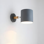 Nordic Macaron Wall Light with Rotating Metal Shade and Wooden Arm