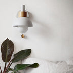 Nordic Macaron Wall Light with Wooden Accent and Pull Chain Switch for Bedroom