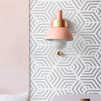 Nordic Macaron Wall Light with Wooden Accent and Pull Chain Switch for Bedroom