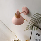 Nordic Macaron Wall Light with Wooden Accent and Pull Chain Switch for Bedroom