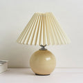 Nordic Pleated Shade Ceramic Table Lamp with Round Glazed Base for Bedside