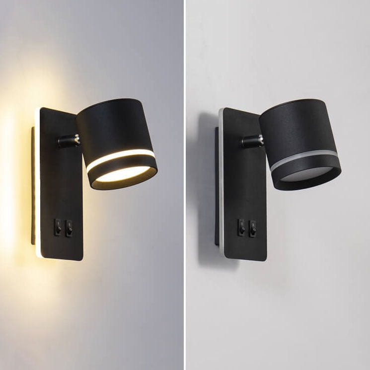 Nordic Rotatable LED Reading Wall Light with Backlit Wall Plate for Bedroom