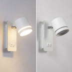 Nordic Rotatable LED Reading Wall Light with Backlit Wall Plate for Bedroom