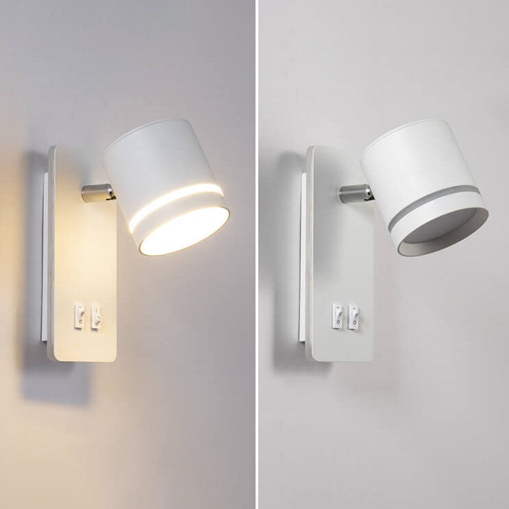 Nordic Rotatable LED Reading Wall Light with Backlit Wall Plate for Bedroom