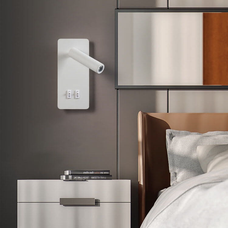 Nordic Rotatable LED Reading Wall Light with Backlit Wall Plate for Bedroom